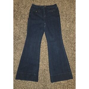 Pilcro Letterpress Flare Jeans Anthropologie Womens Superscript Dark Wash Siz 29